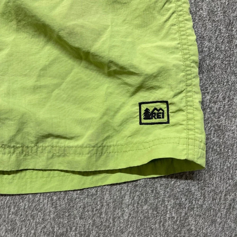 Vtg‎ REI Co-op Mens Hiking Shorts Lime Green Nylon Cargo Pockets Drawstring  S